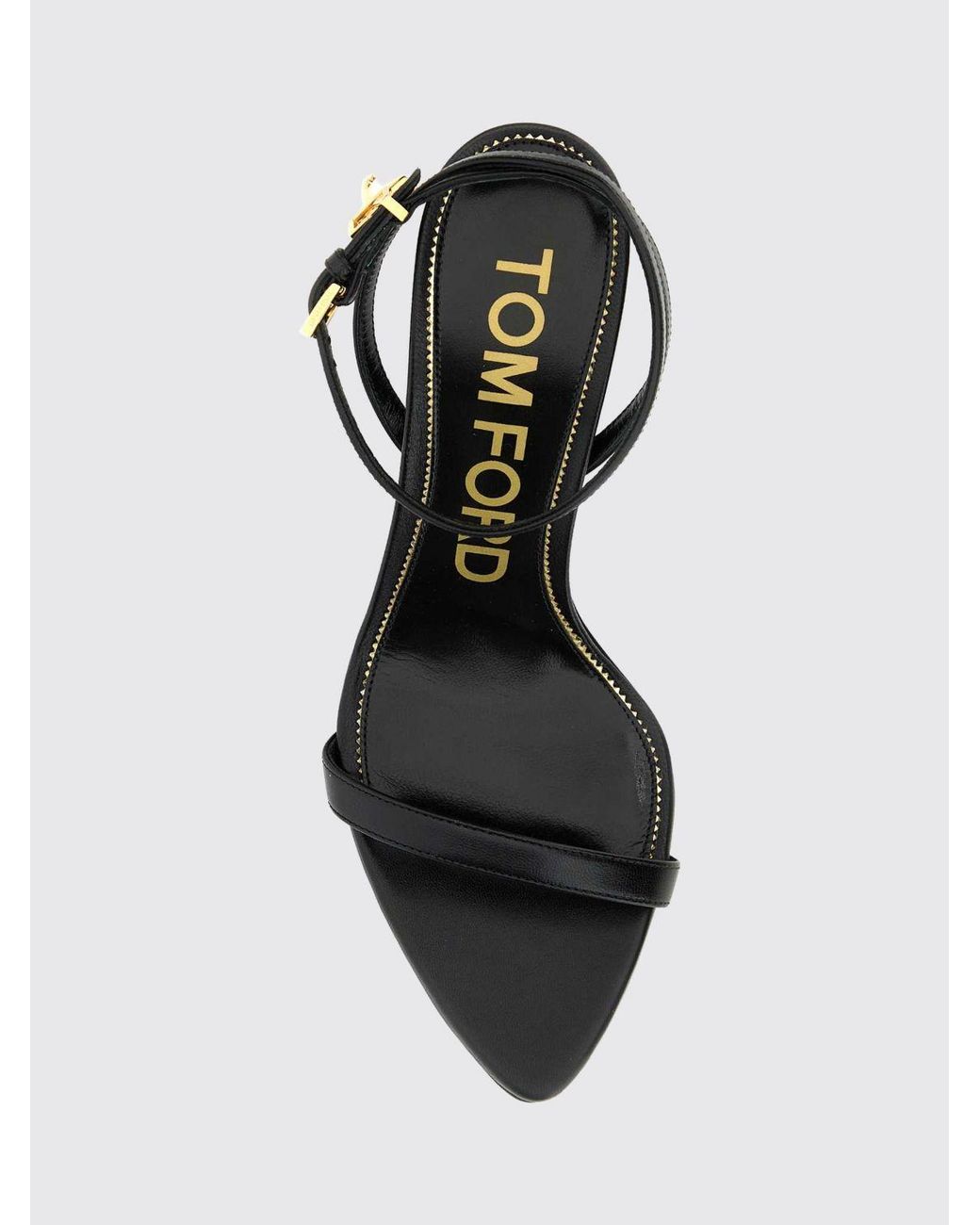 Tom Ford White Padlock Ovine Leather Stiletto Heel Sandals With Strap
