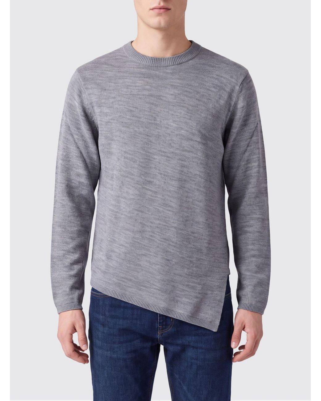 Comme des Garçons Gray Asymmetric Hem Crewneck Jumper for men