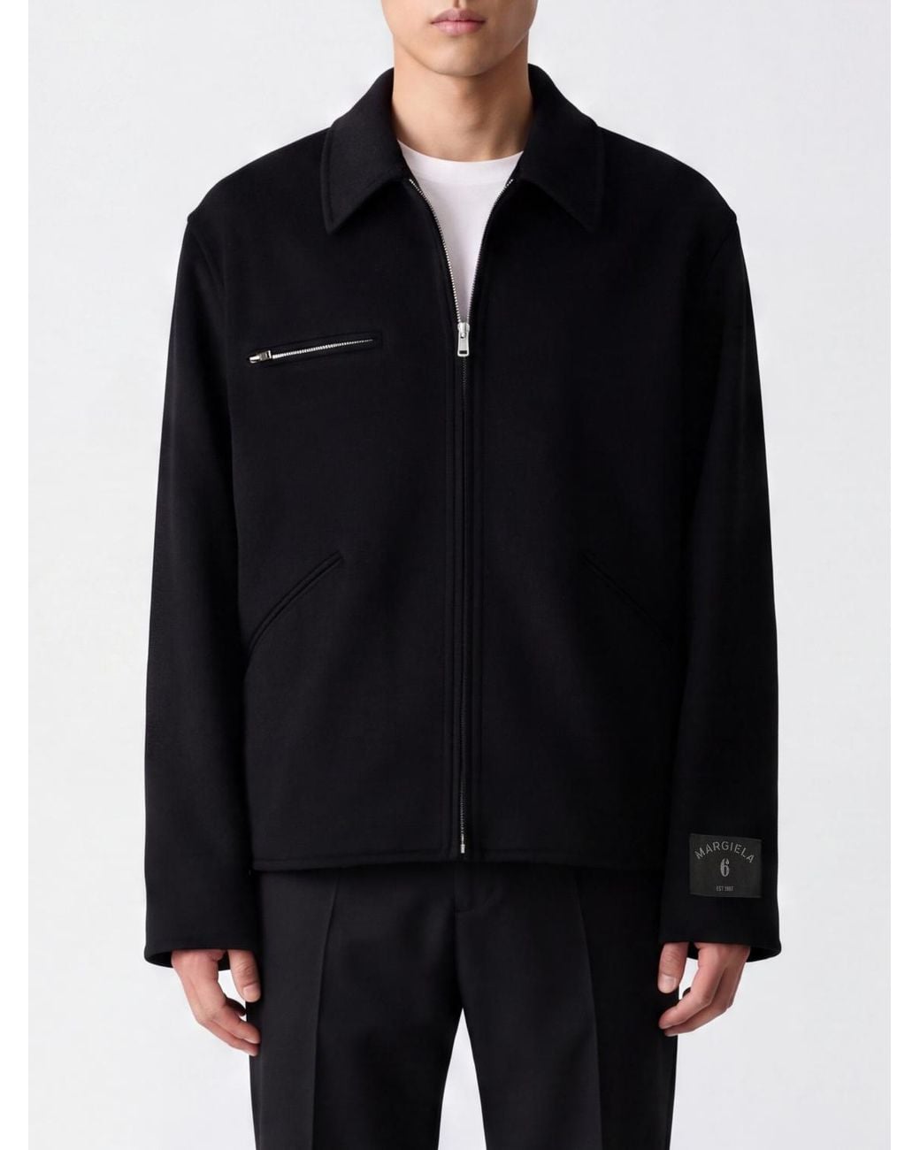 MM6 by Maison Margiela Black Pure Wool Shirt Jacket With Zip Closure for men