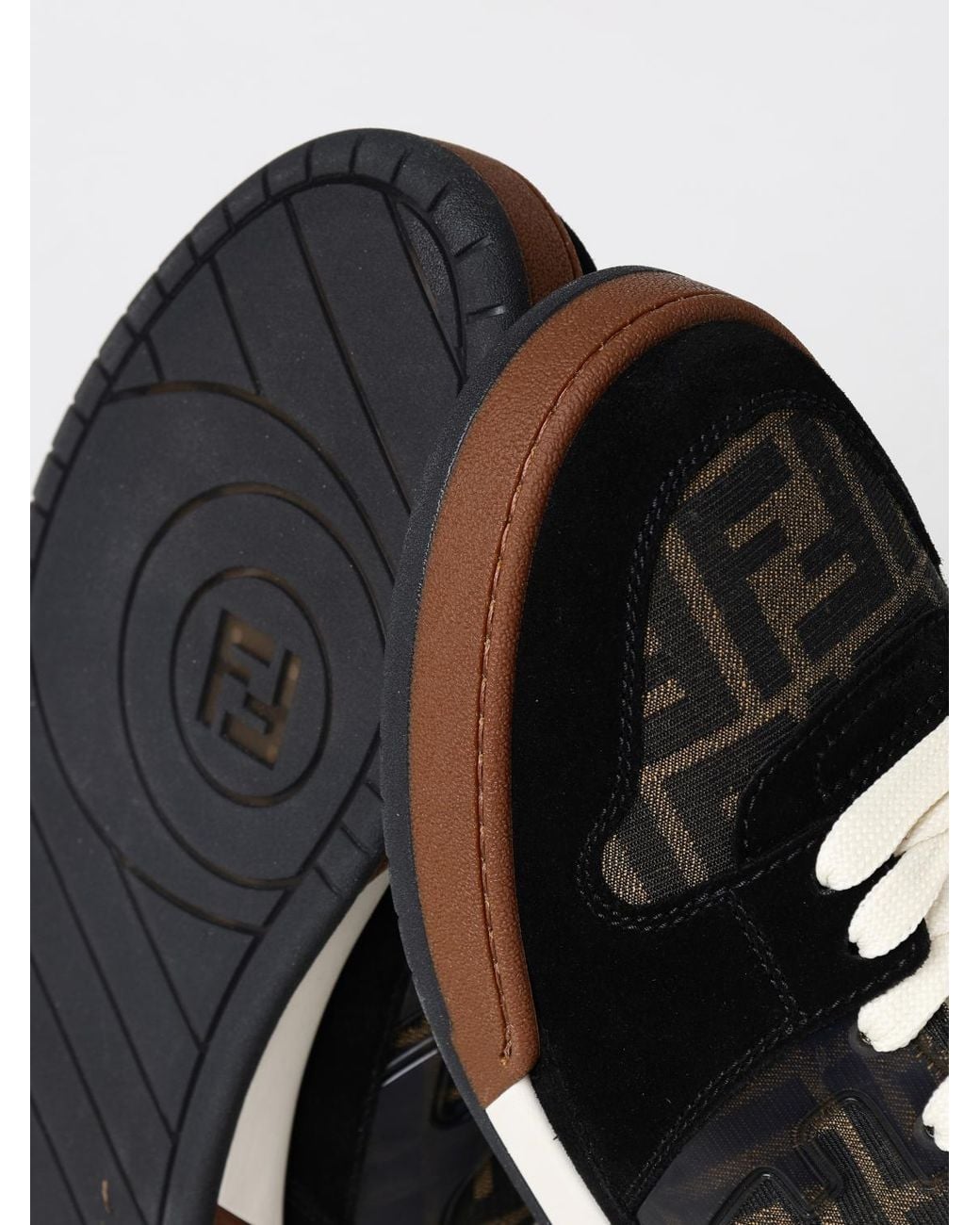 Fendi Match Sneakers Aus Leder Und Mesh Mit Ff Jacquard Monogramm in Black für Herren