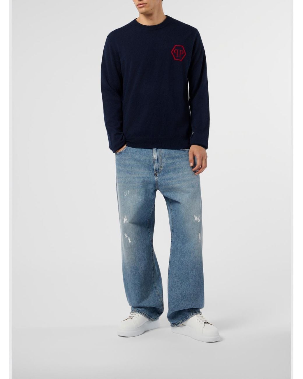 Philipp Plein Blue Pp Cashmere Crew Neck Sweater for men