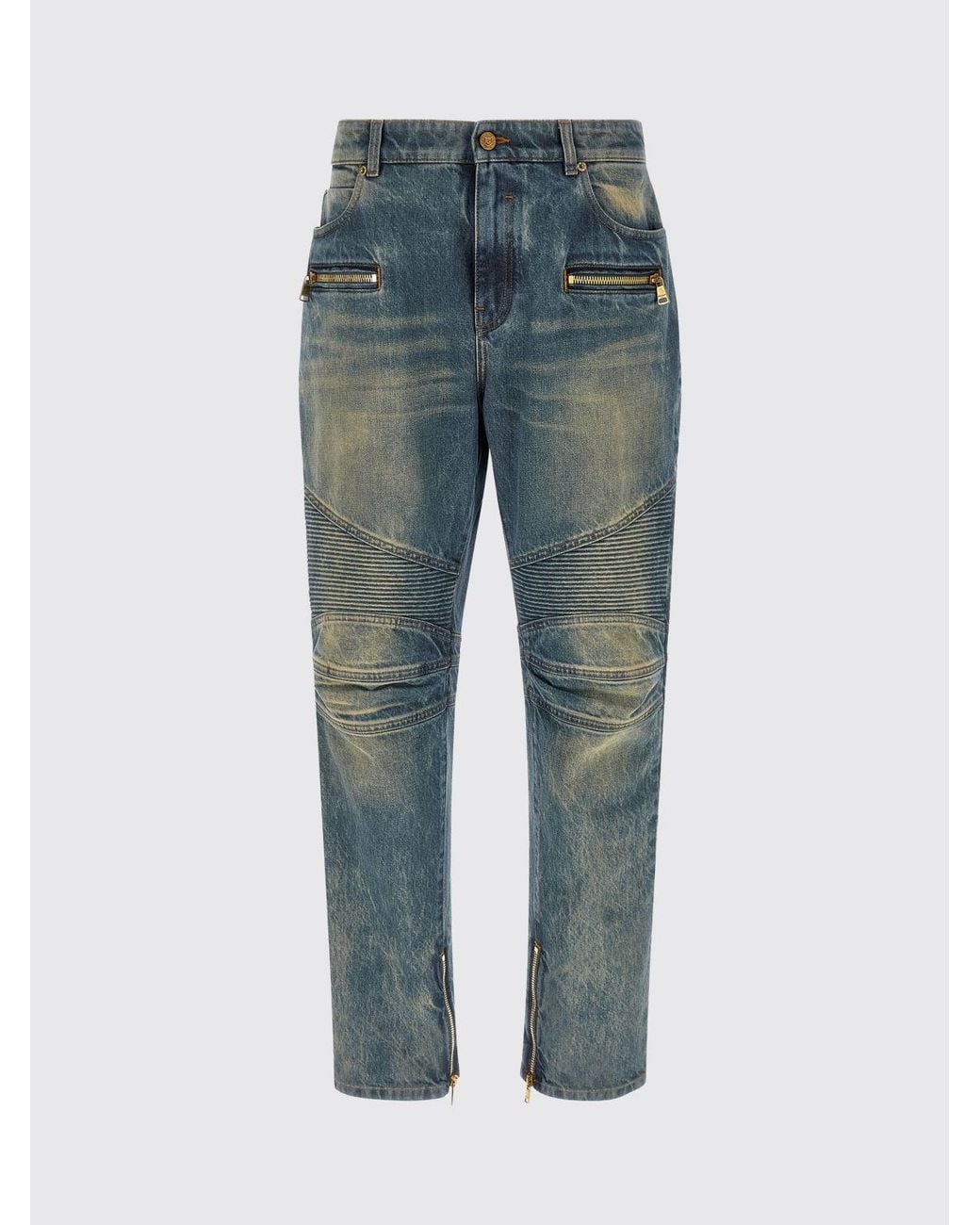Balmain Blue Cotton Denim Skinny Fit Jeans for men