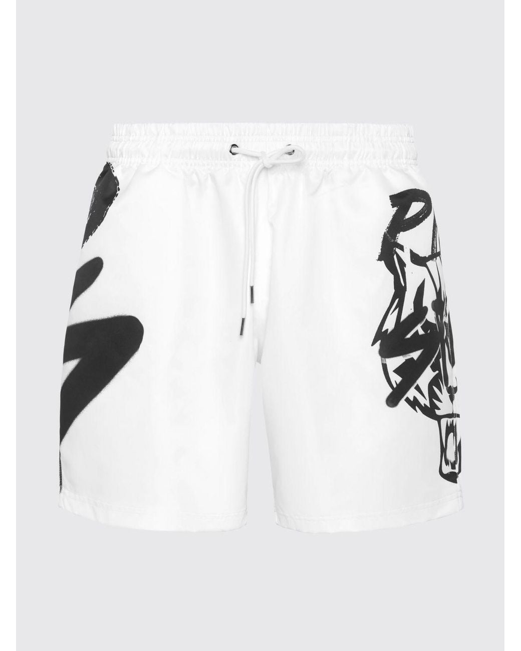 Philipp Plein White Stretch Technical Fabric Jogging Shorts for men