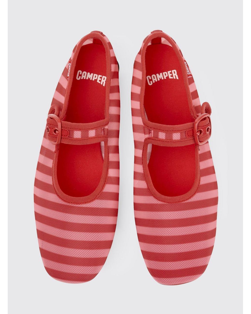Camper Red Casi Myra Striped Recycled Polyester Ballerinas