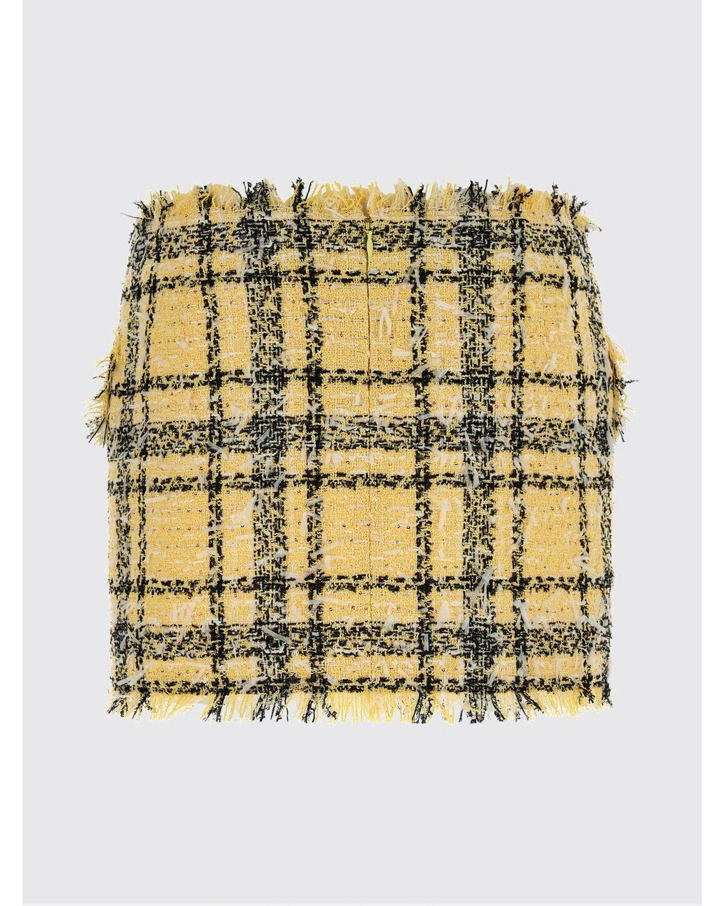 Balmain Yellow Tweed Check Mini Skirt