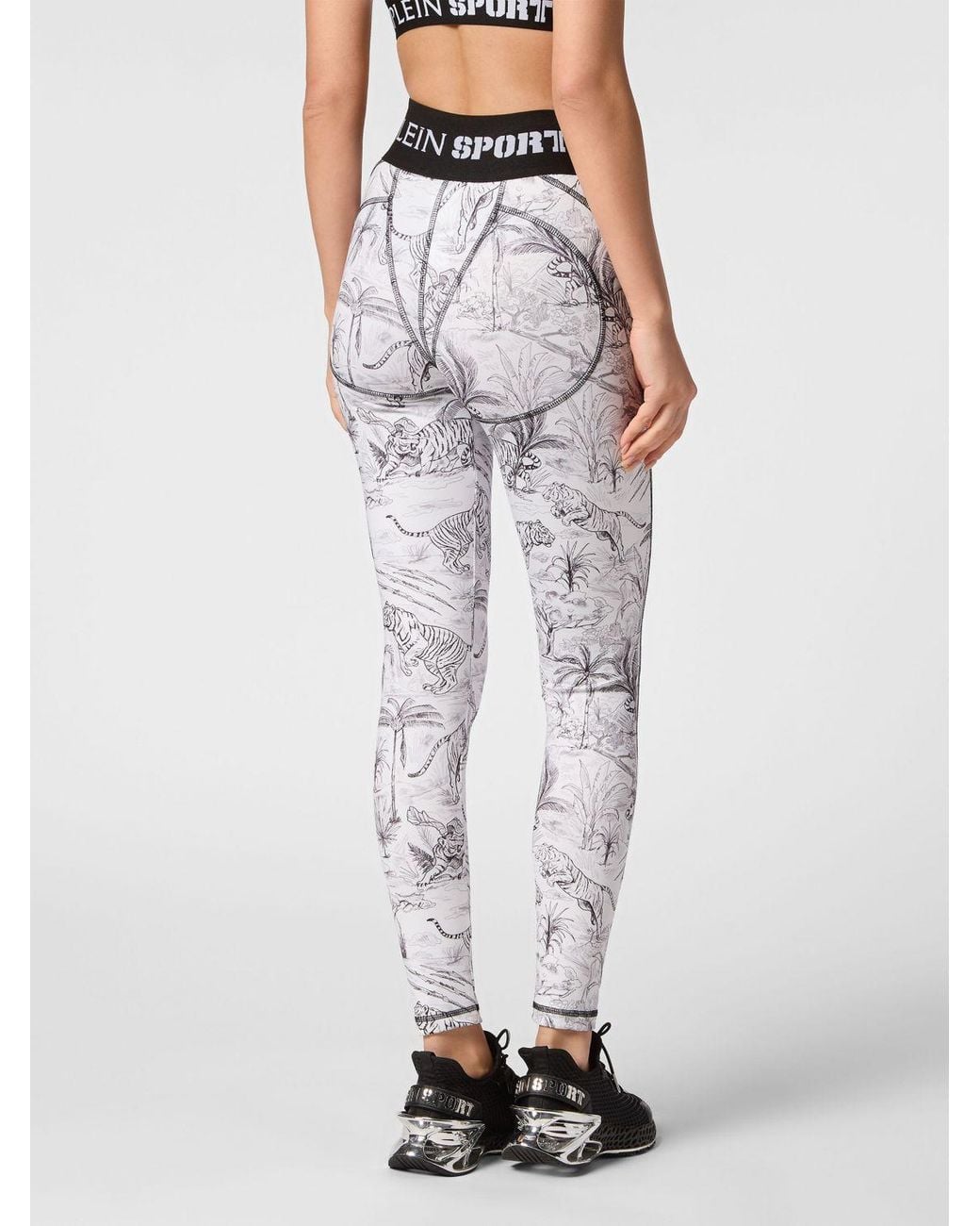 Philipp Plein White High-Waisted Skinny Leggings With Tropical Floral Print