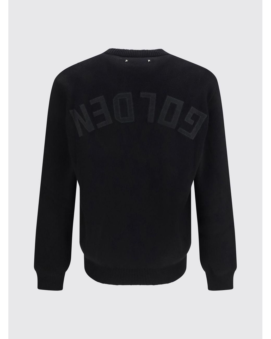 Golden Goose Deluxe Brand Blue Crewneck Cotton-Blend Jumper With Ribbed Trims And Logo for men