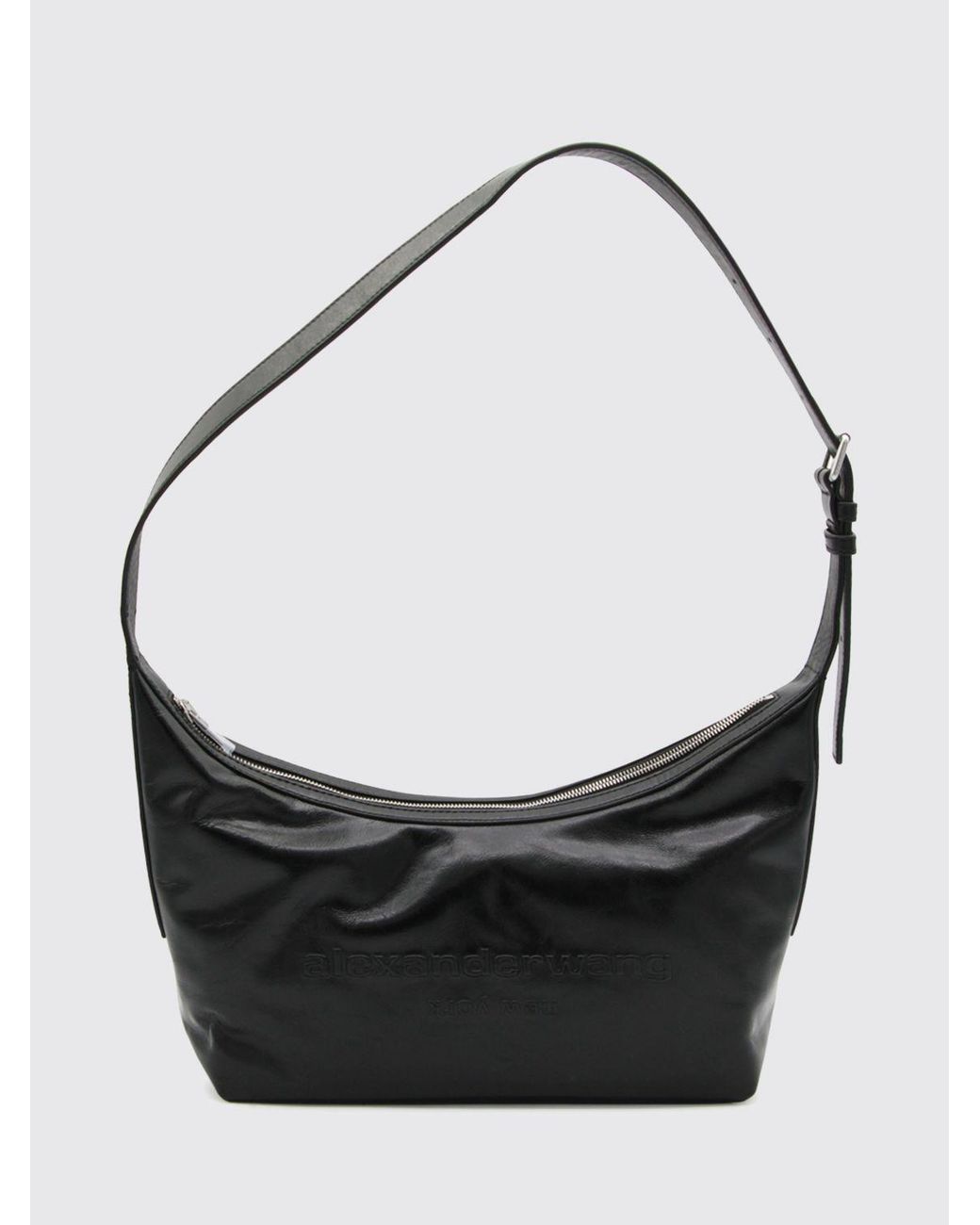 Alexander Wang Black Curved Leather Shoulder Bag With Adjustable Handle