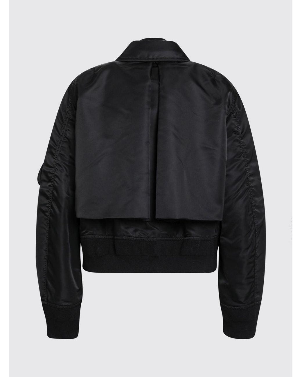 SACAI X CARHARTT WIP Black Nylon Bomber Jacket With Patch Pockets And Zip Closure