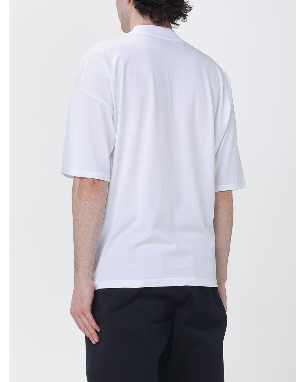 Jil Sander White Cotton T-Shirt With Mock Neck And Dropped Shoulders for men