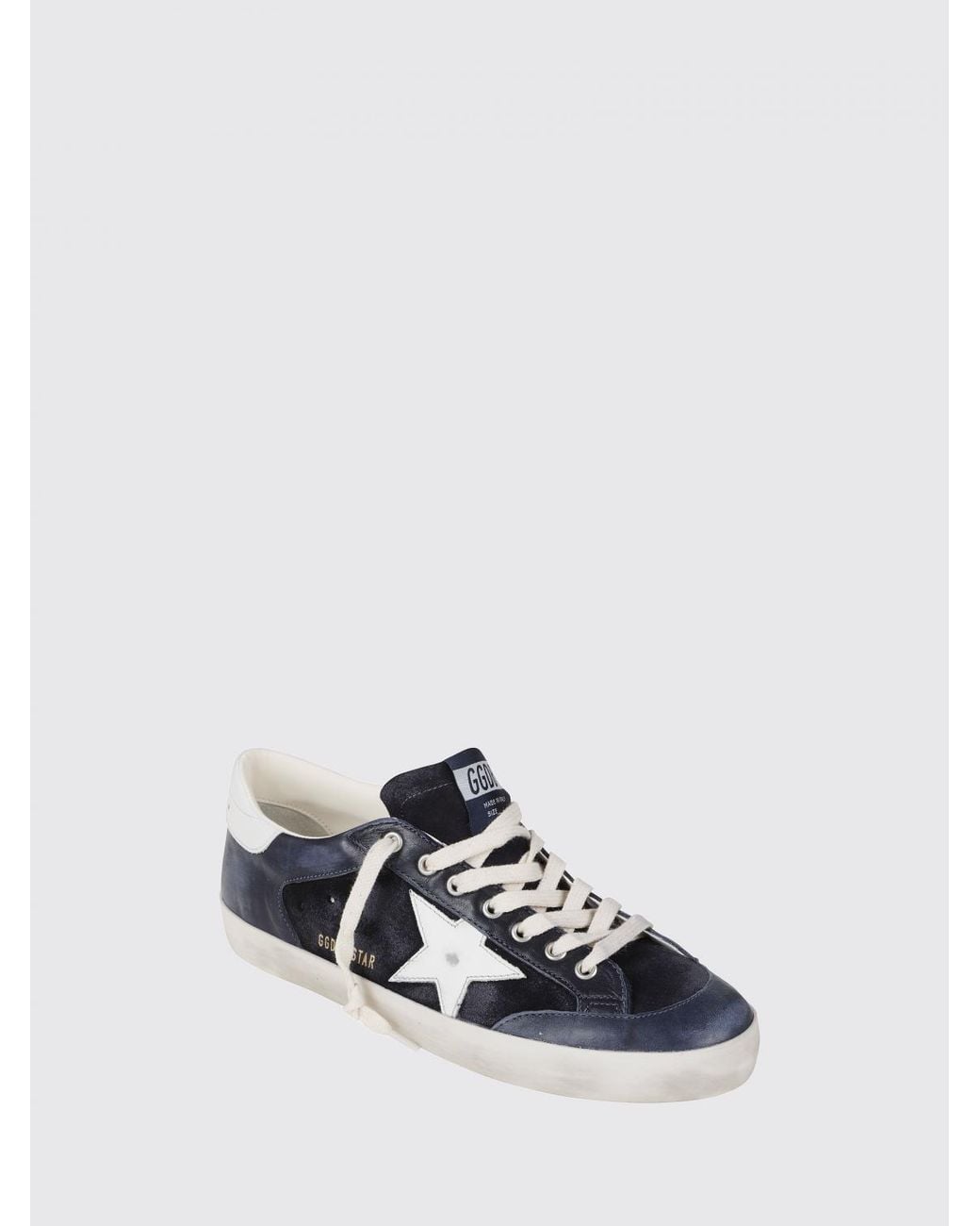Golden Goose Deluxe Brand White Super-Star Leather Sneakers With Distressed Effect And Contrast Star for men