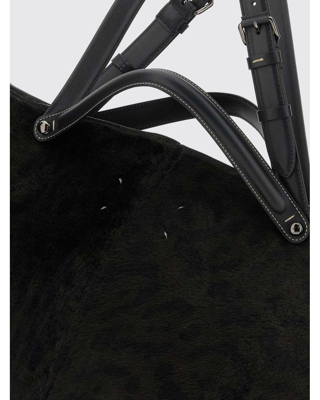 Maison Margiela Black Dress-Age Pony Hair Handbag With Double Handle