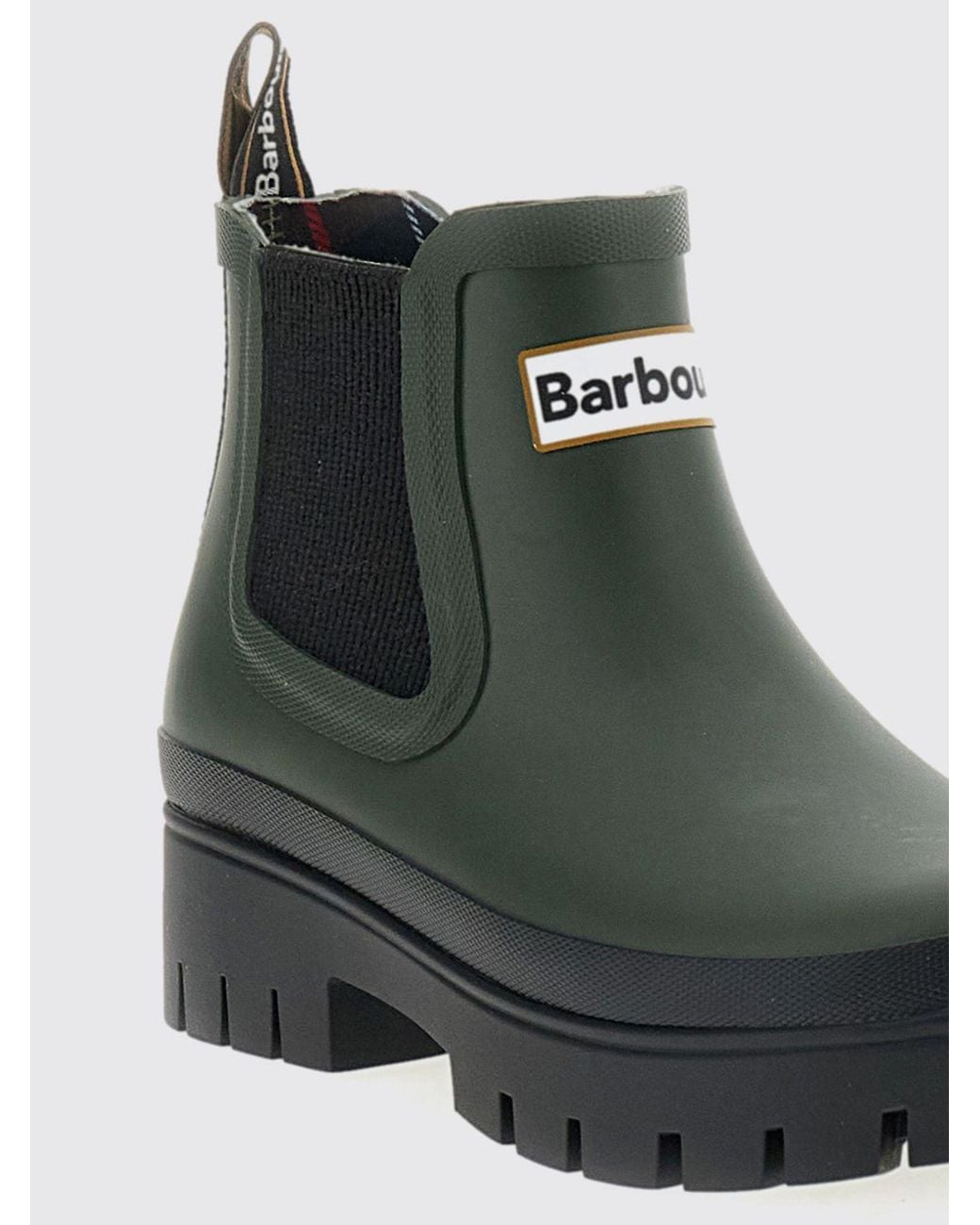 Barbour Green Rubber Chelsea Rain Boots With Contrast Logo