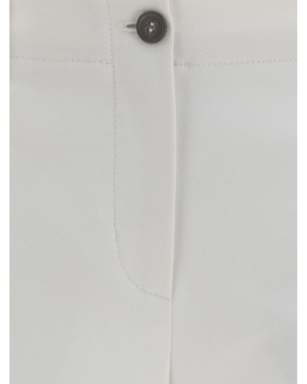 Brunello Cucinelli White Straight Cotton Trousers