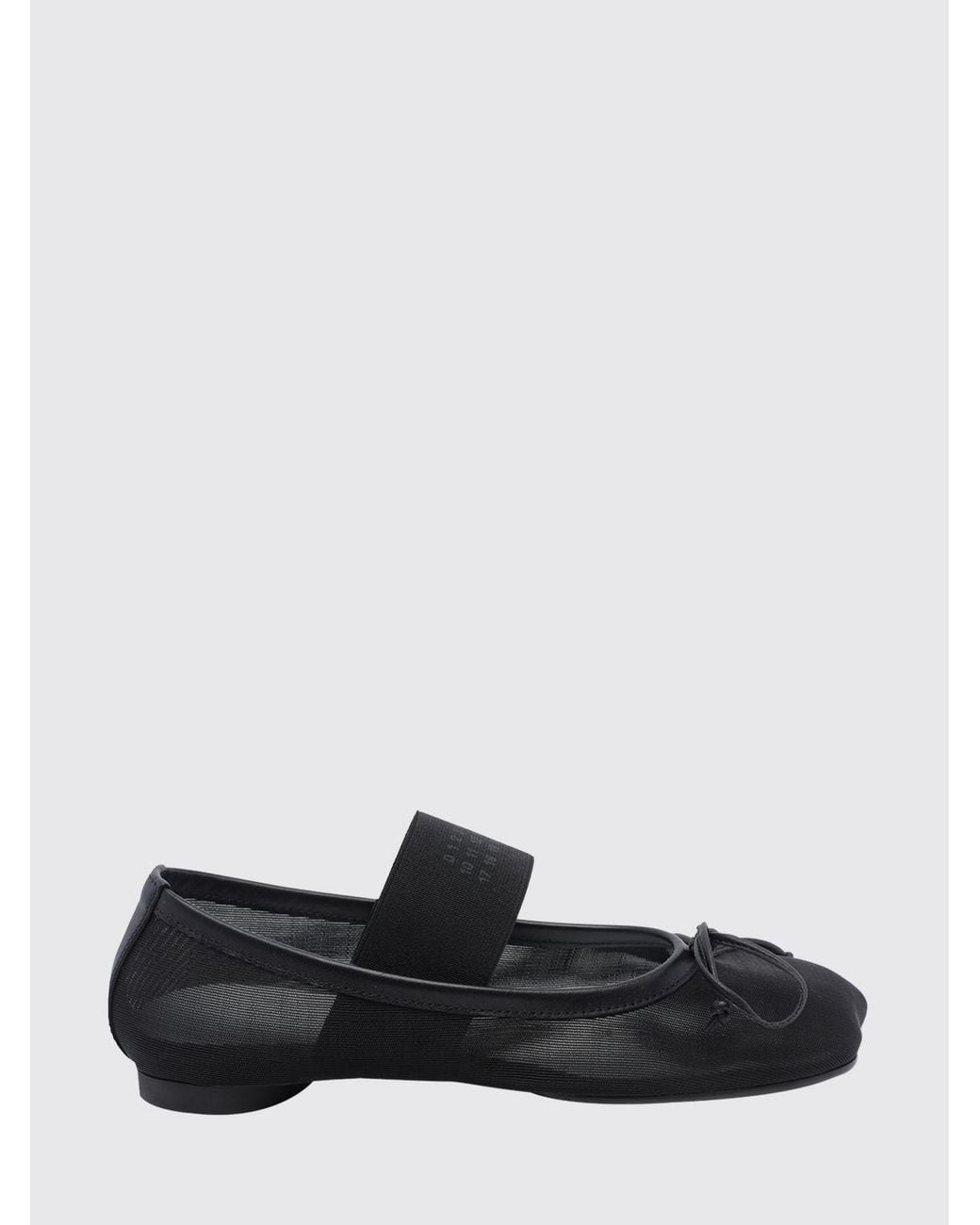 MM6 by Maison Margiela White Asymmetric Toe Nylon Mary Jane Ballet Flats
