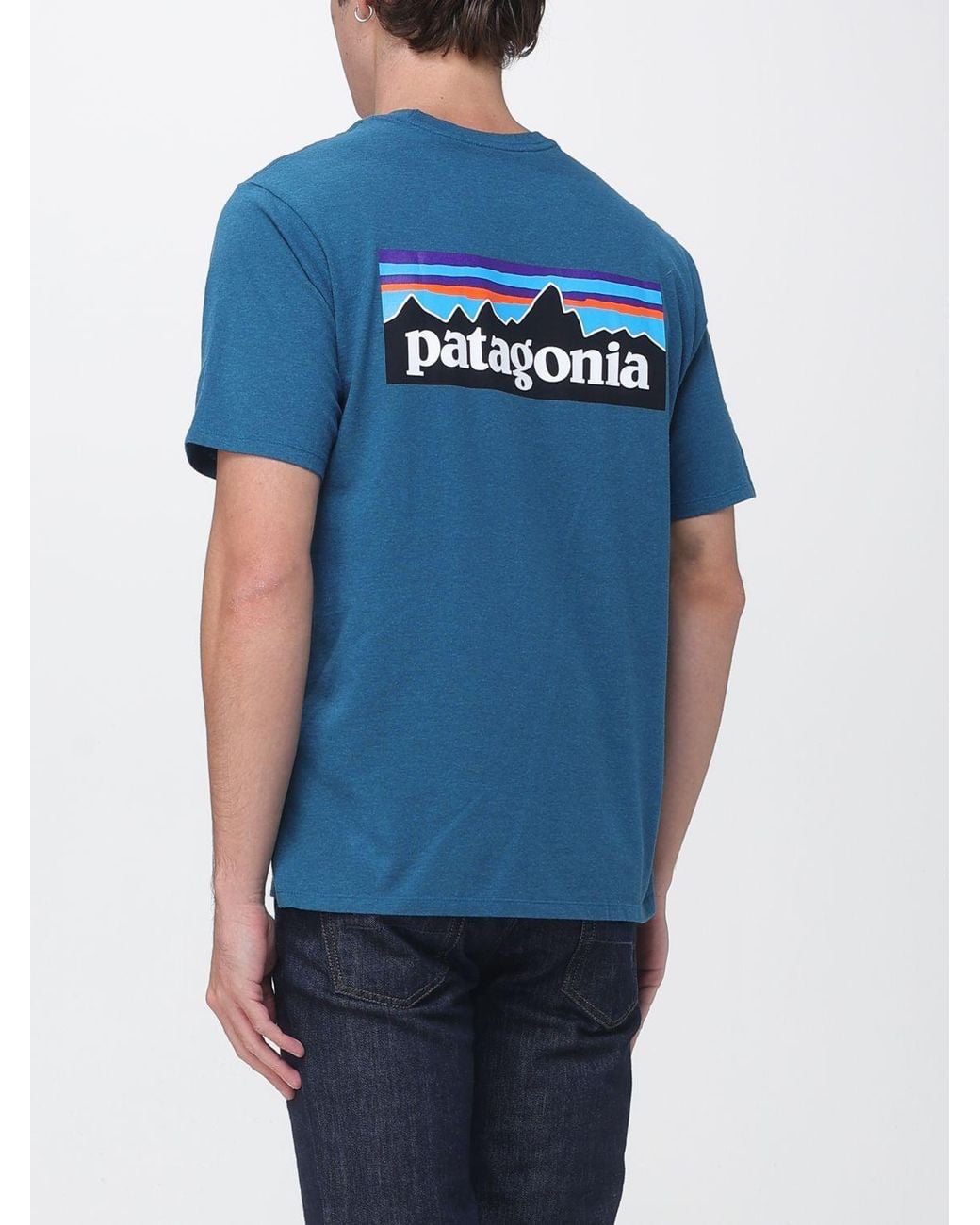Patagonia Blue Logo Print Recycled Cotton-Blend T-Shirt for men