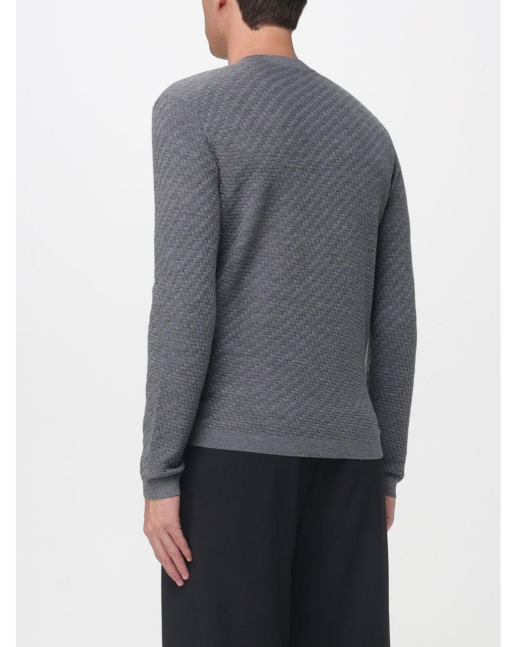Emporio Armani Gray Virgin Wool Crew-Neck Pullover for men