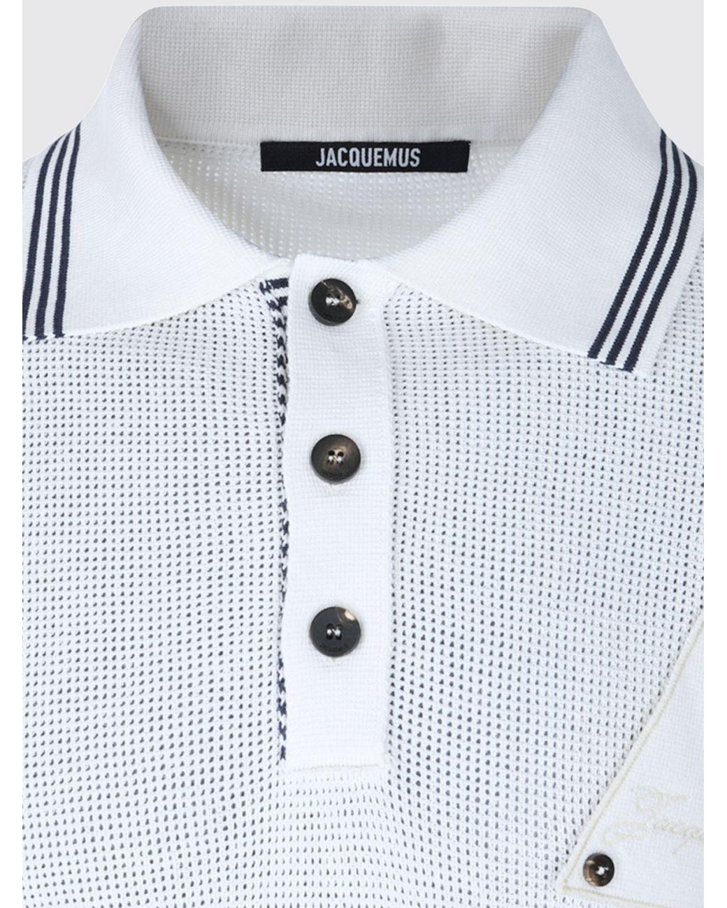 Jacquemus White Voilier Short-Sleeve Cotton Polo Shirt With French Collar for men
