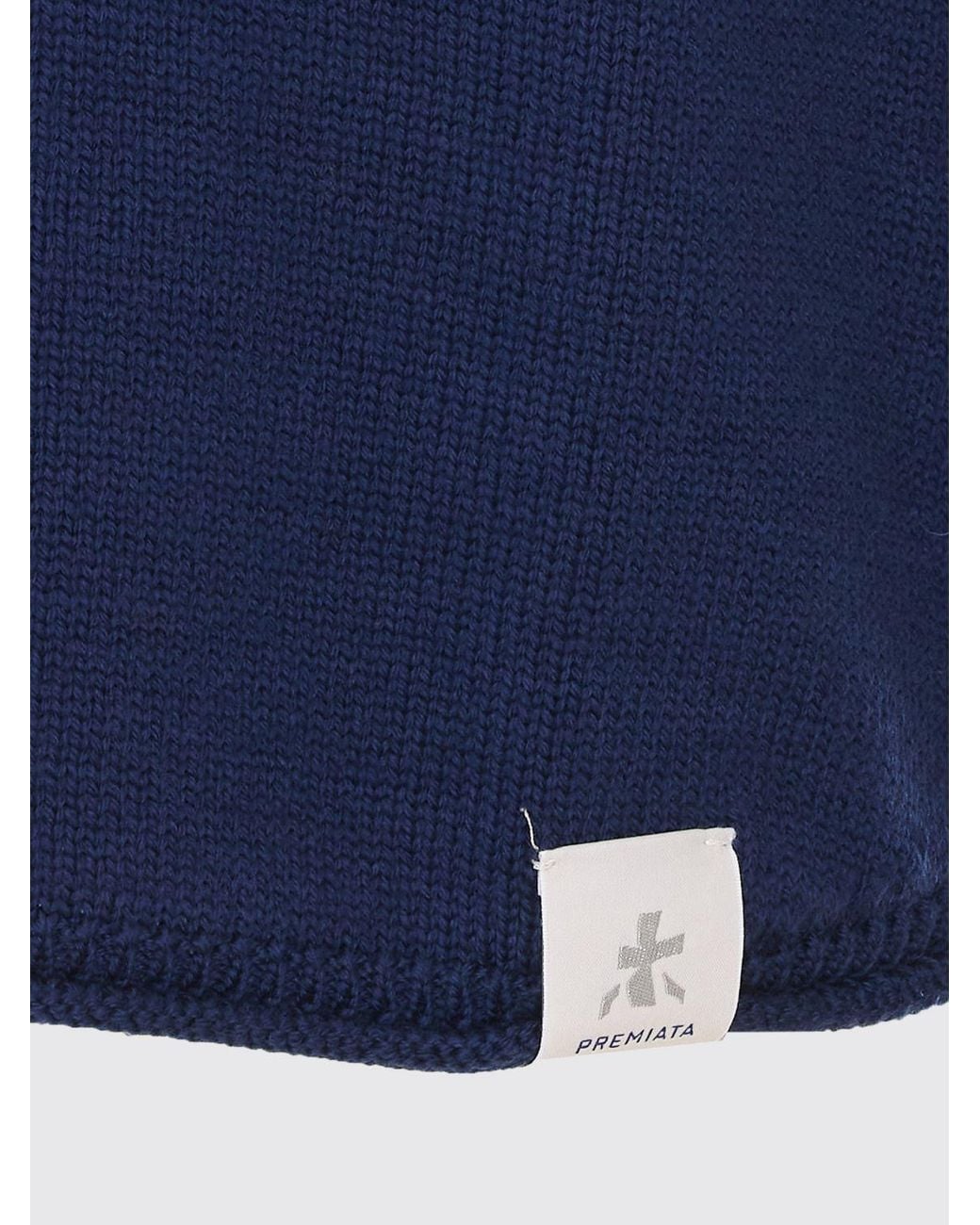 Premiata Blue Crewneck Merino Wool Jumper With Applied Logo for men