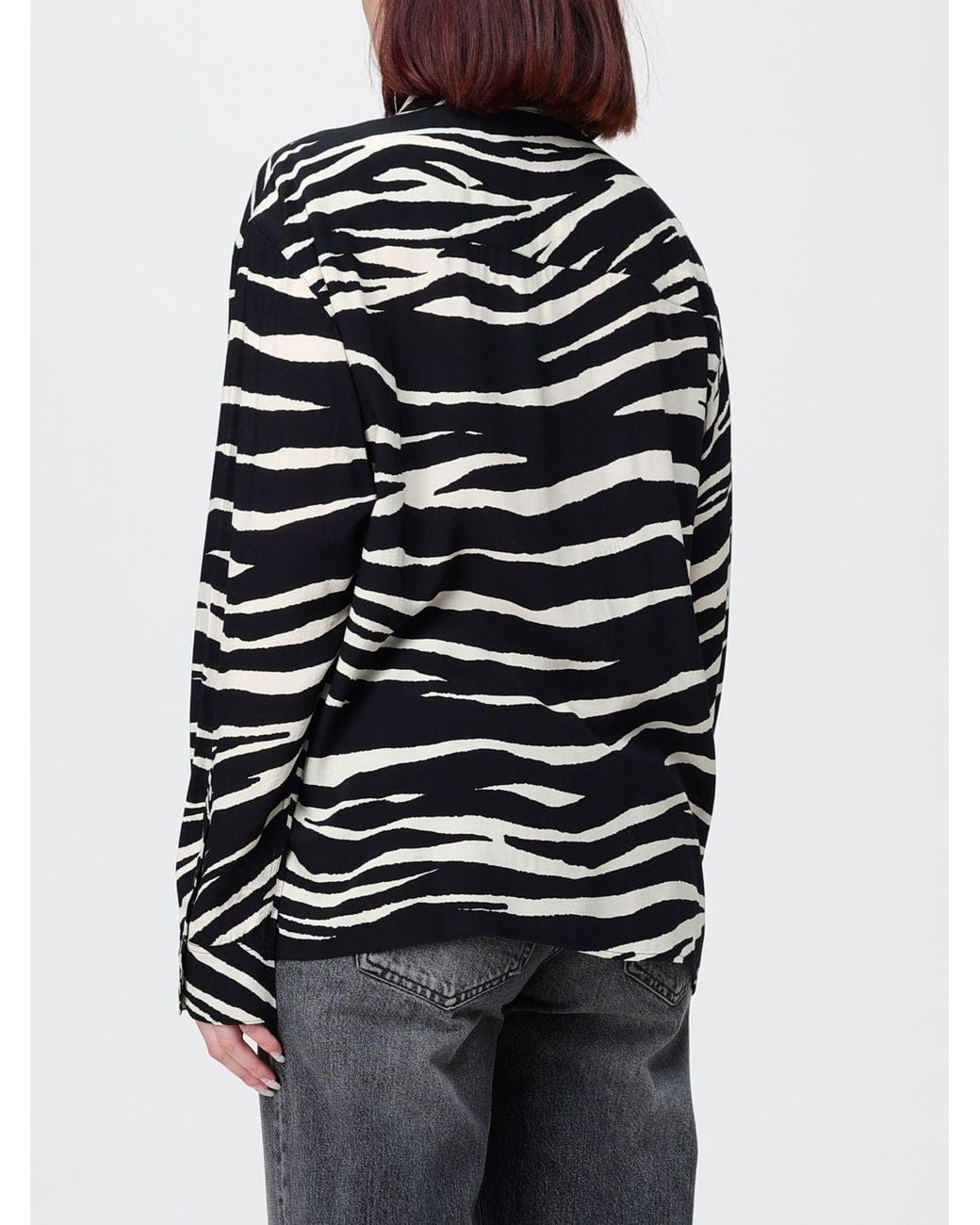 Zadig & Voltaire Blue Zadig &Amp Voltaire All-Over Zebra Print Viscose Shirt