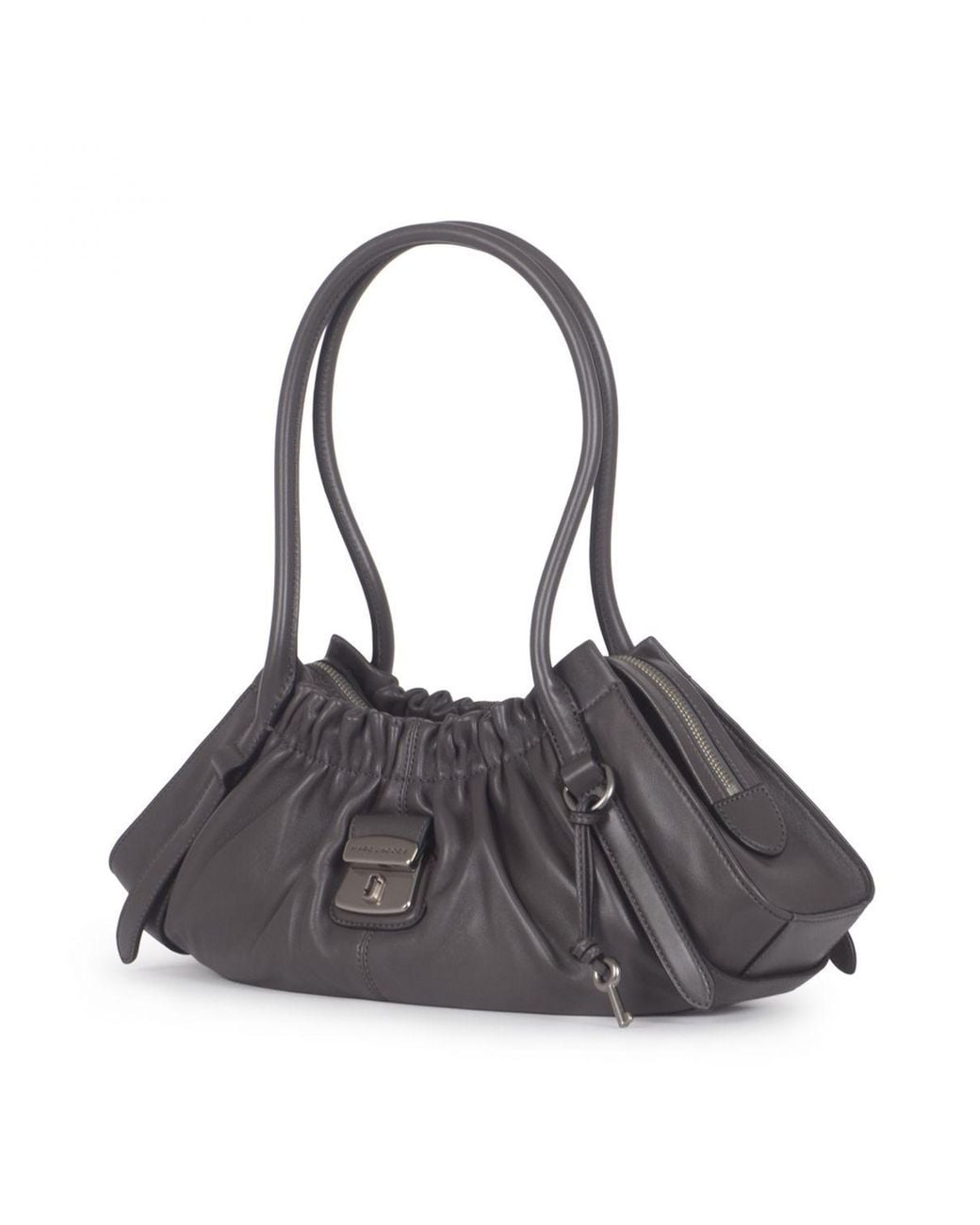 Marc Jacobs Gray The Cristina Leather Shoulder Bag With Double Handle And Padlock