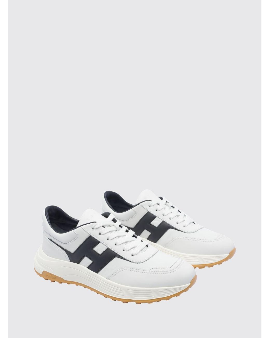 Hogan White Hyperlight Smooth Calf Leather Sneakers With Side H Logo for men