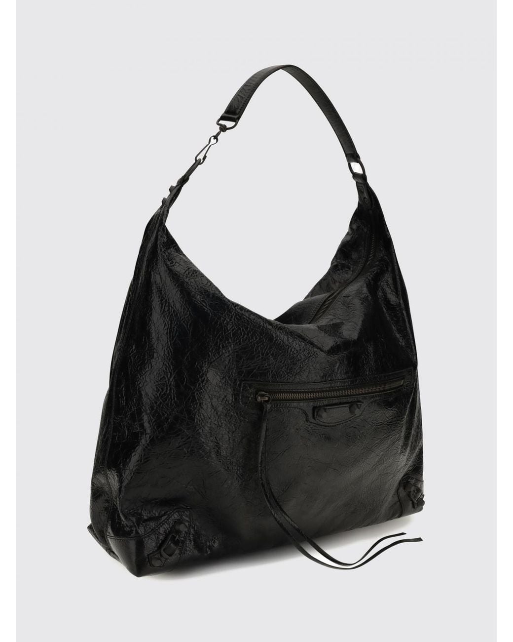 Balenciaga Black Le City Arena Lambskin Shoulder Bag With Studs