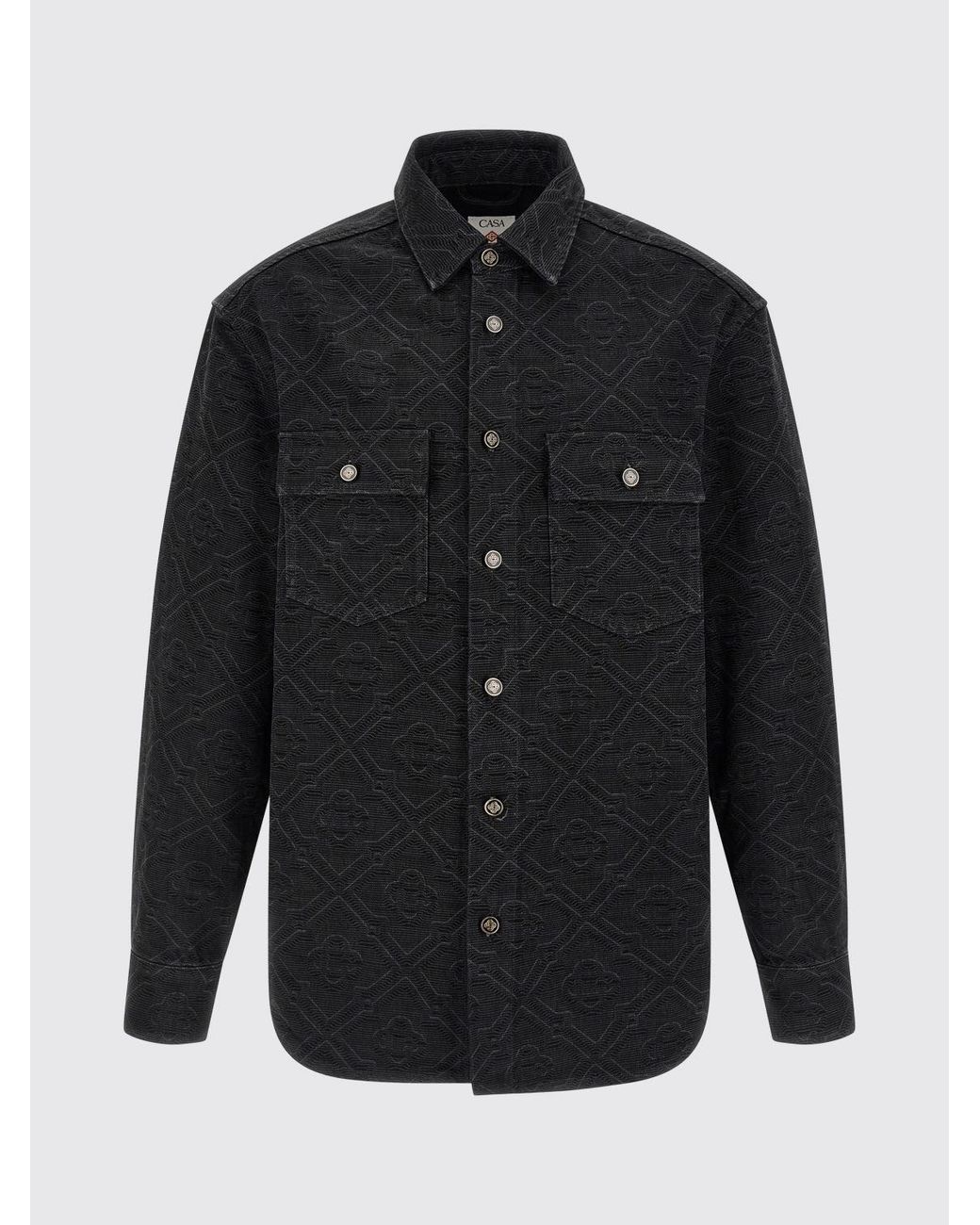 Casablanca Black Monogram Cotton Denim Shirt for men