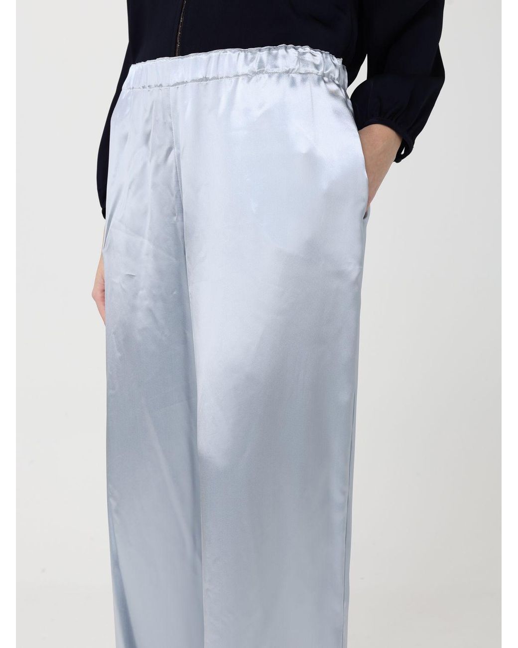 Fabiana Filippi Blue Wide Leg Satin Trousers
