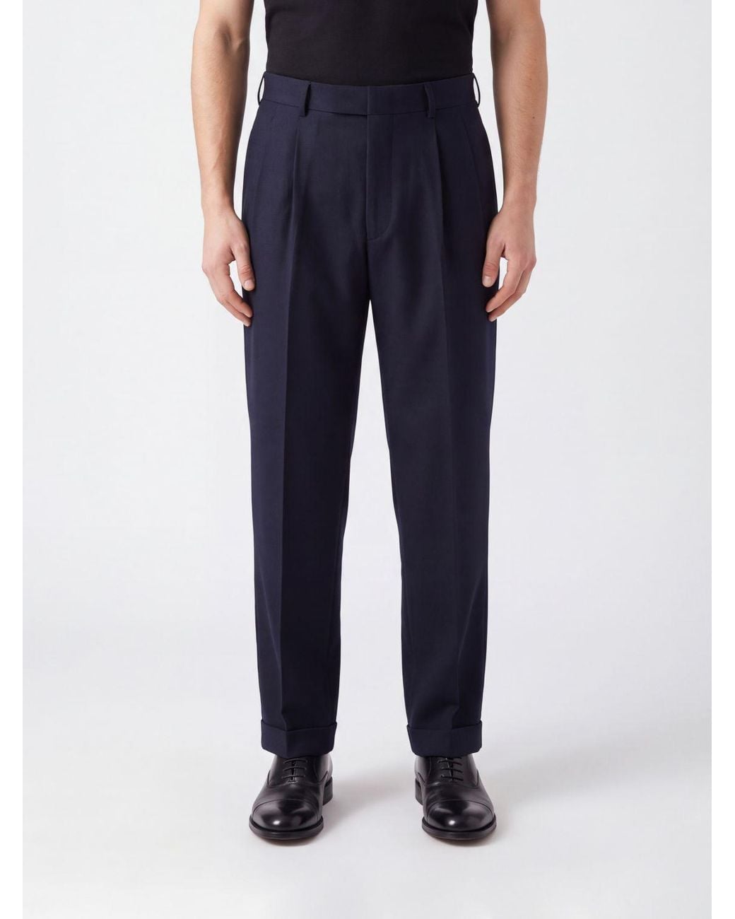 Junya Watanabe Blue Straight-Leg Pleated Wool Tailored Trousers for men