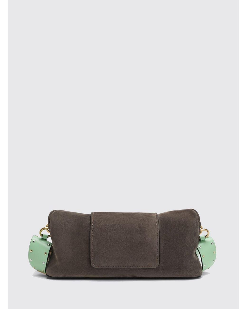 Versace Gray Vivian Suede Shoulder Bag With Medusa Plaque