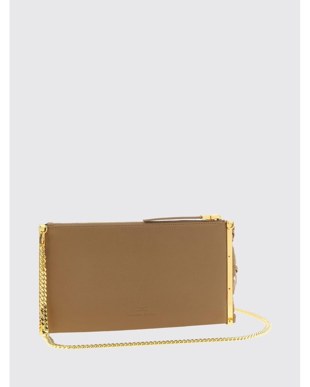 Elisabetta Franchi Natural Nappa Leather Clutch With Fringes