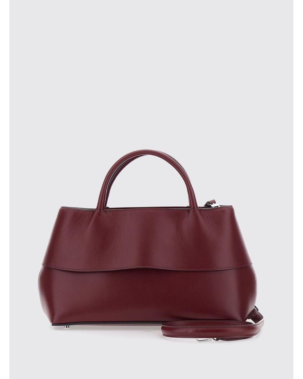 Totême  Purple Smooth Leather Handbag With Double Handle And Removable Strap