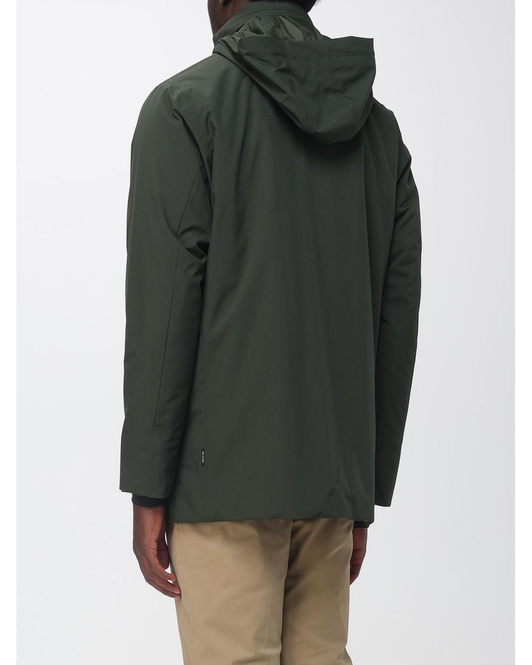 Save The Duck Green Short Waterproof Polyester Parka With Hood And Concealed Closure for men