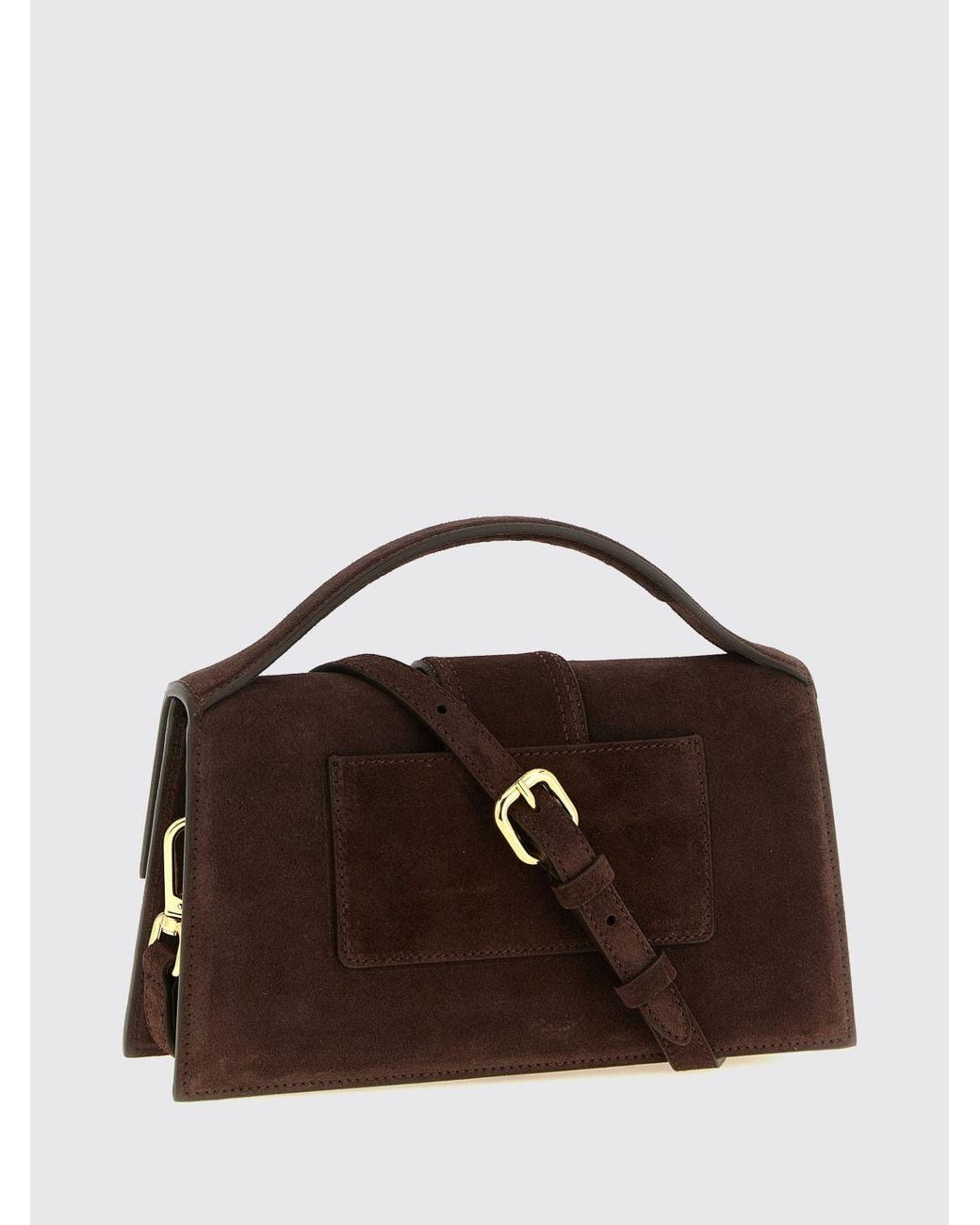 Jacquemus Brown Le Grand Bambino Suede Leather Handbag With Logo