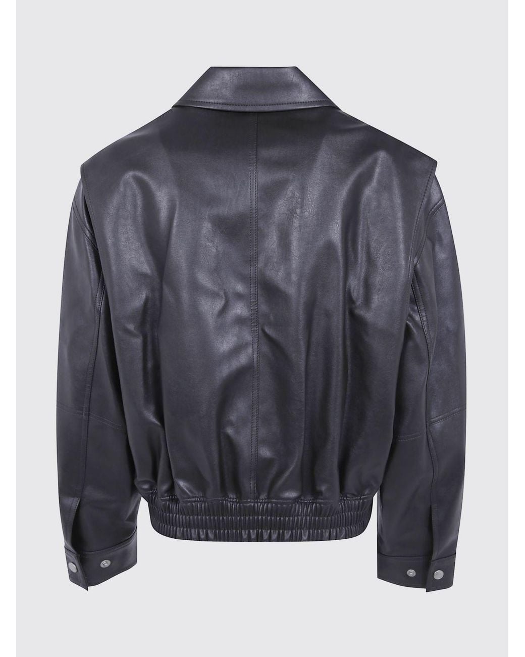 DUNST Blue Double-Breasted Faux Leather Biker Jacket With Dropped Shoulders