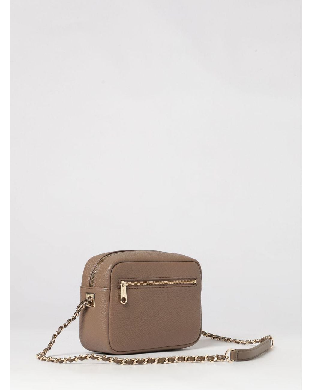 Twinset Brown Small Rectangular Crossbody Bag With Metallic Logo And Chain Strap