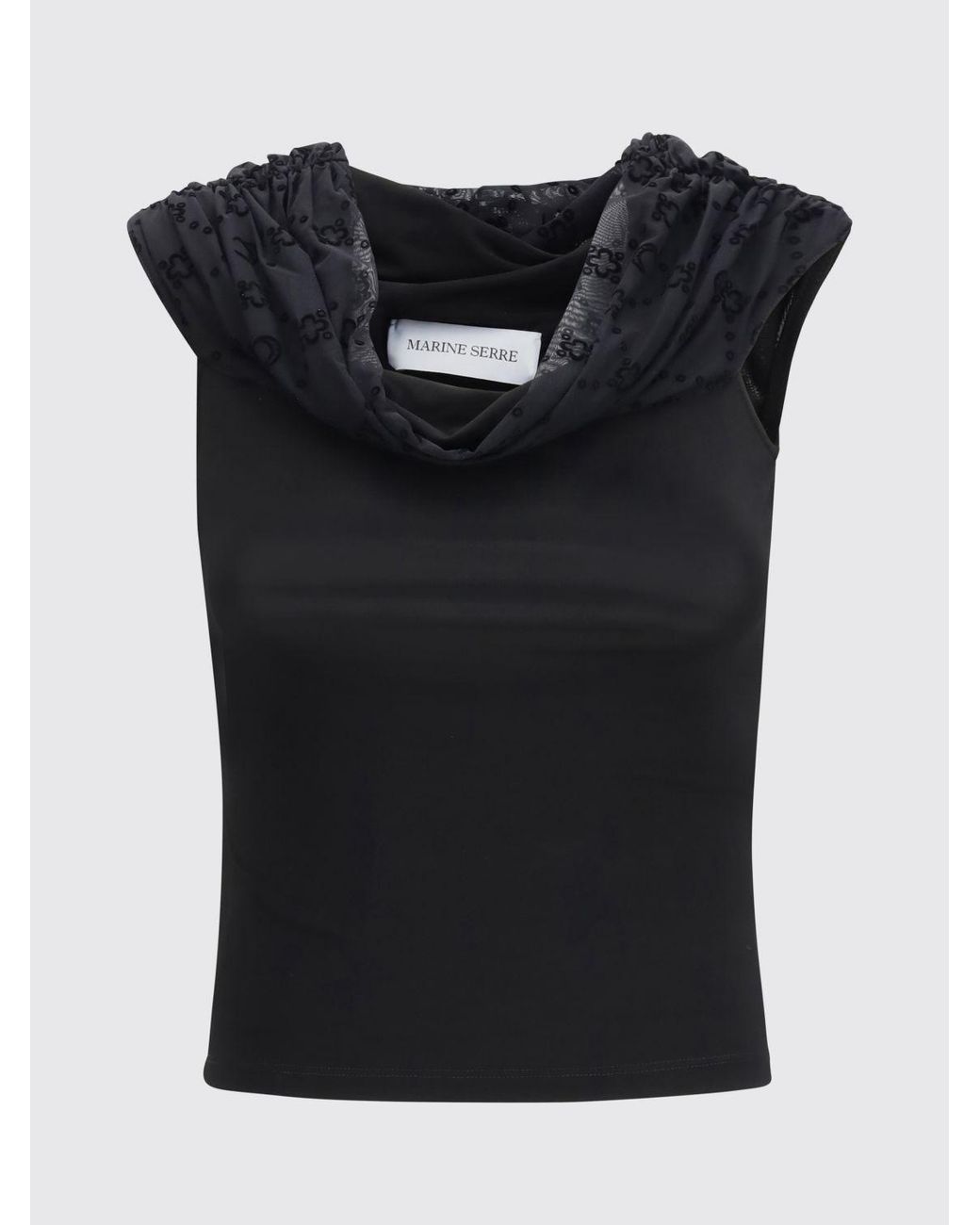 MARINE SERRE Black Viscose Blend Top