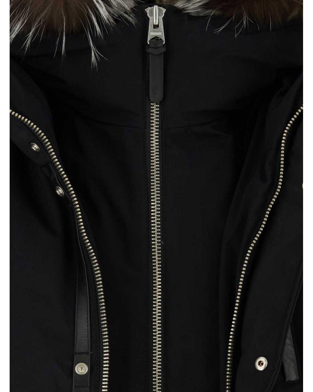 Mackage Black Short Padded Down Jacket With Shearling-Trimmed Hood for men