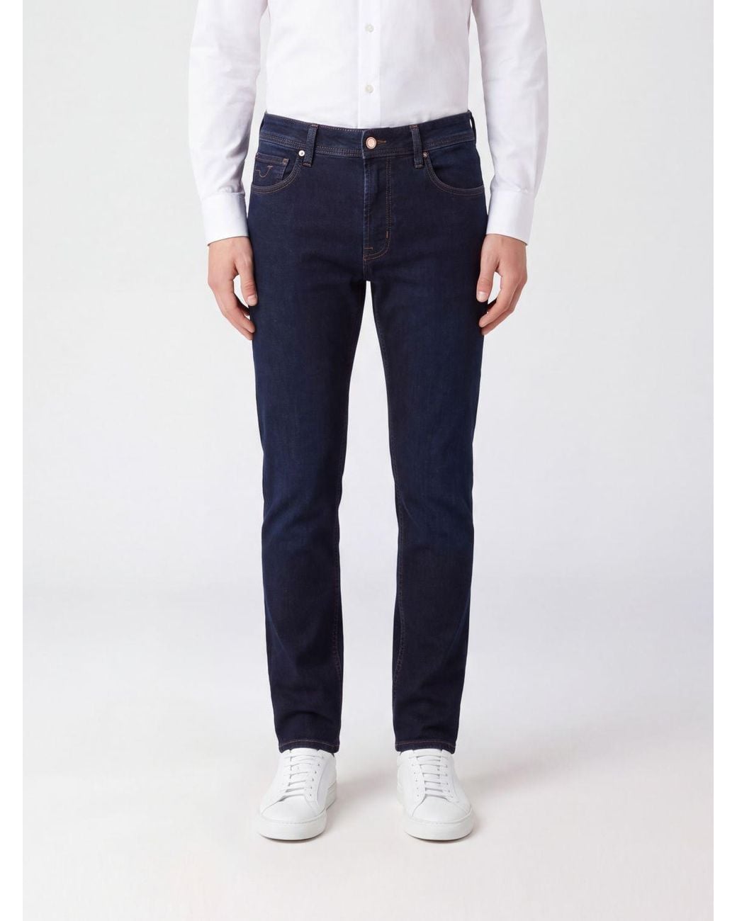 Jacob Cohen Blue Slim-Fit Cotton Denim Jeans With Mid-Rise Waist And Back Logo for men