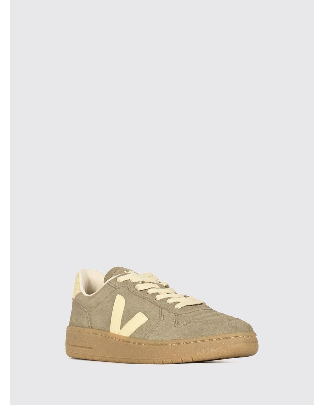 Veja Natural V-82 Ii Leather And Suede Sneakers With Contrast Logo And Sustainable Sole for men