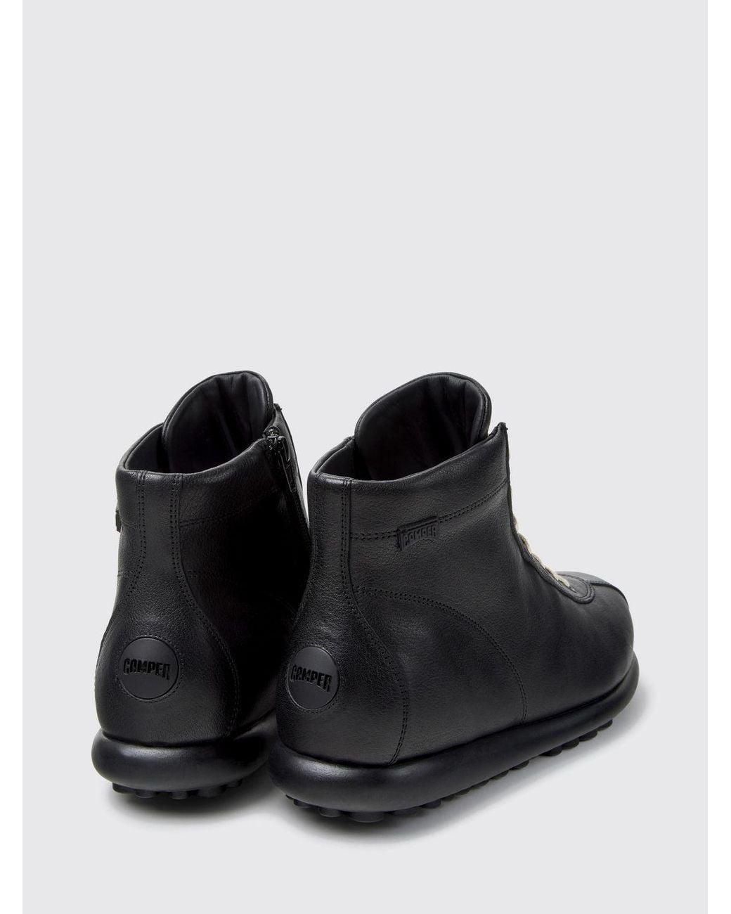 Camper Black Pelotas Lace-Up Leather Ankle Boots With Side Zip for men