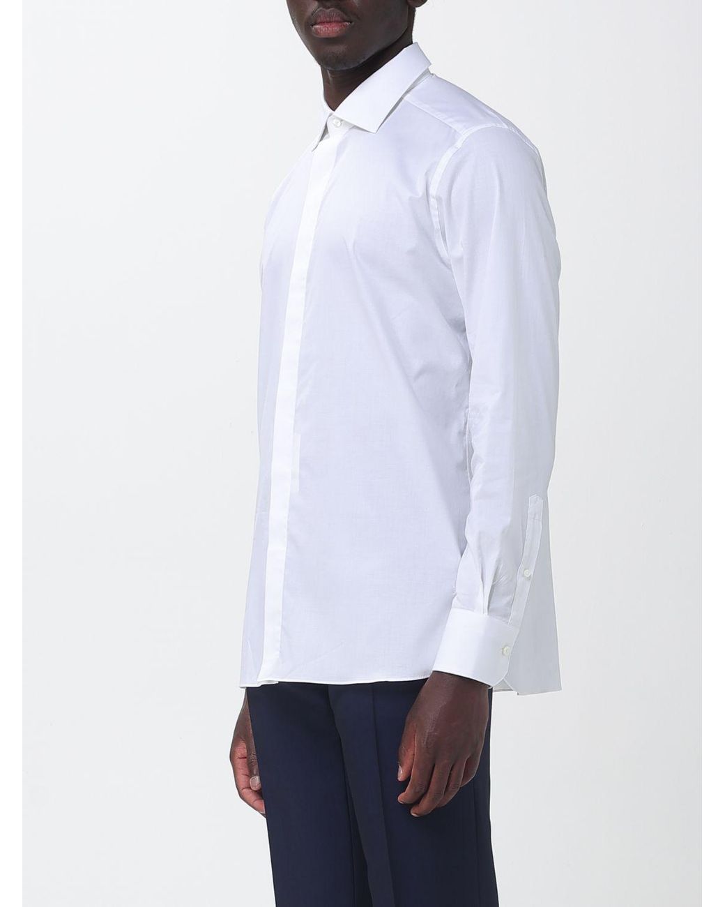 Zegna White Stretch Poplin Classic Shirt for men
