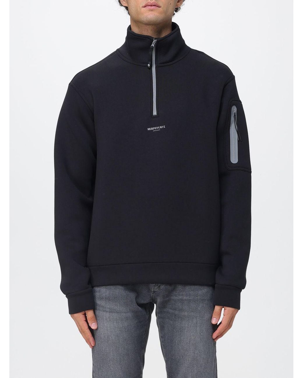 Murphy & Nye Blue High Neck Technical Zipped Sweatshirt for men