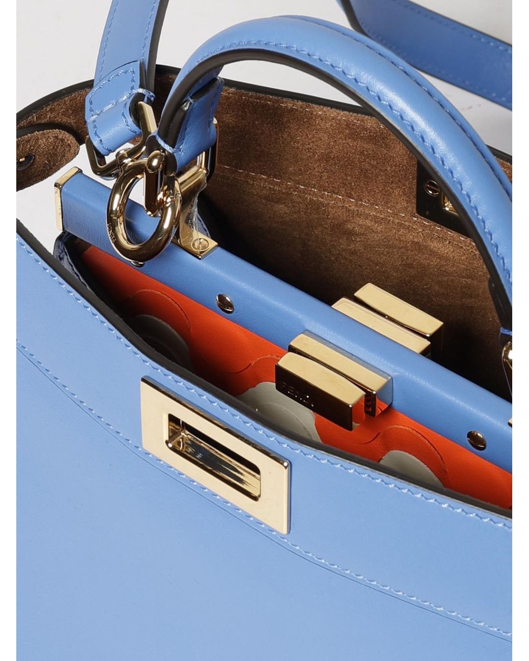 Fendi Blue Peekaboo Iseeu Mini Smooth Calfskin Handbag