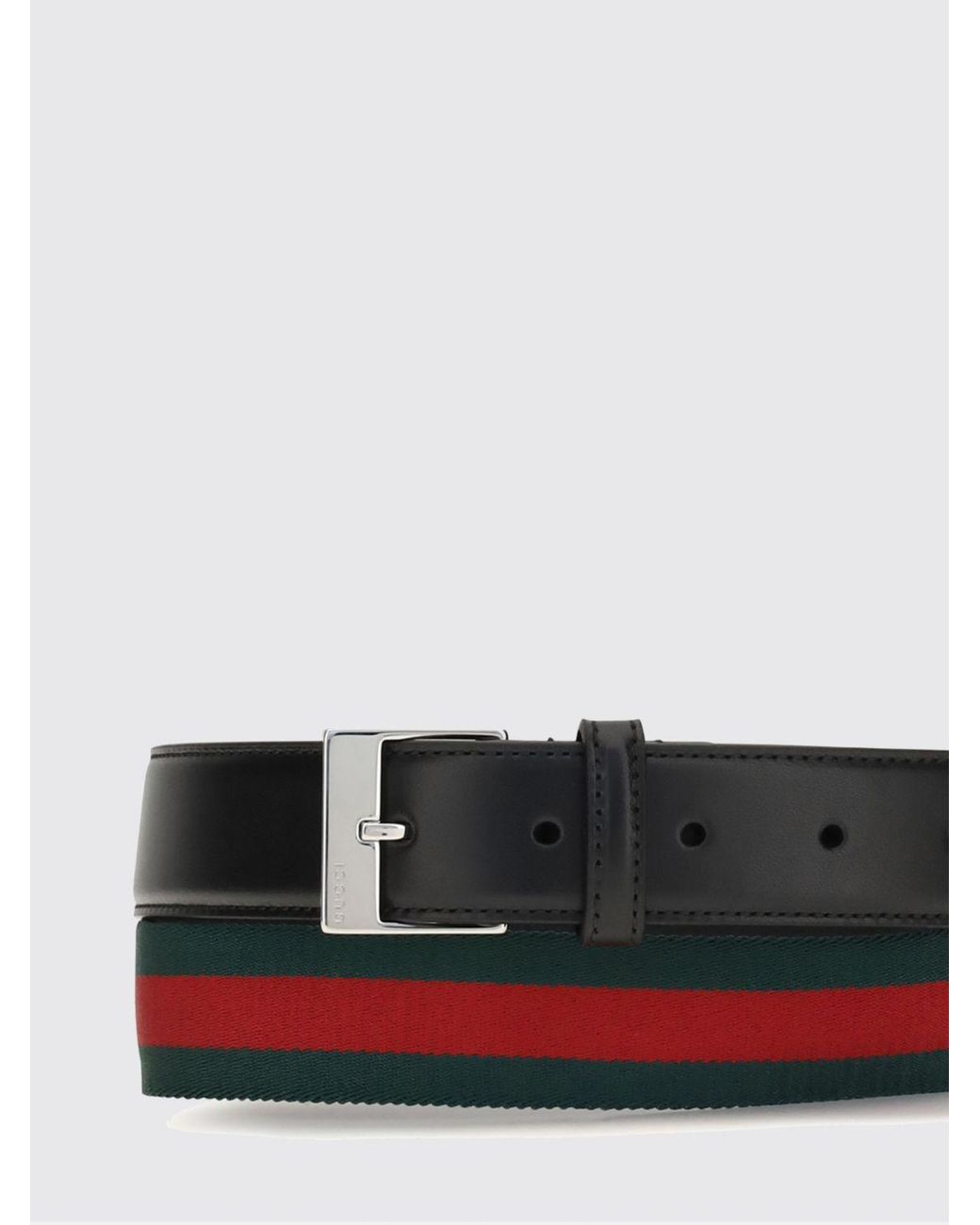 Gucci White Adjustable Leather And Technical Fabric Belt With Web Detail for men
