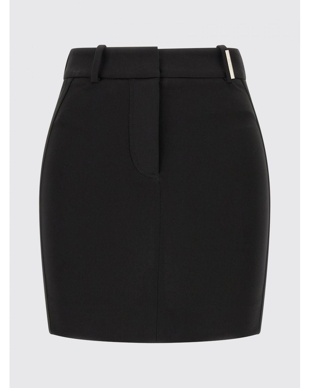 The Attico Black High-Waisted Viscose Blend Pencil Mini Skirt With A Slim Fit