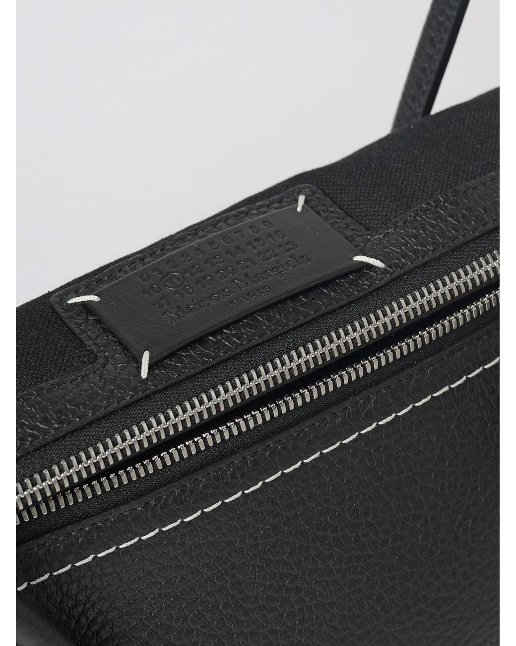 Maison Margiela Black 5Ac Calfskin Shoulder Bag With Contrast Stitching