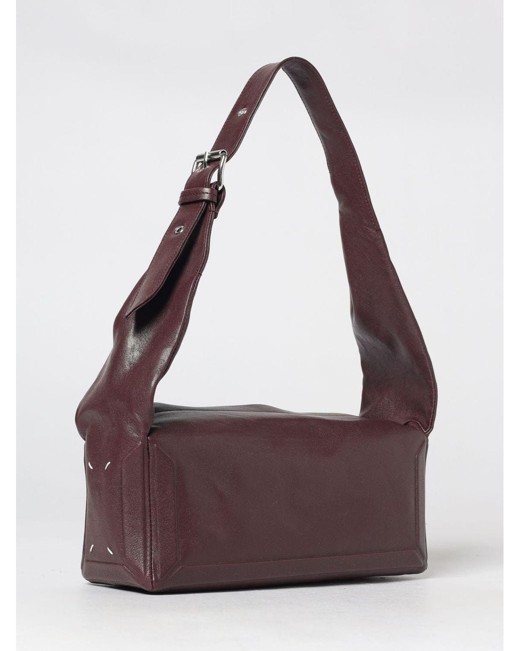 Maison Margiela Purple East West Lambskin Shoulder Bag With Adjustable Handle