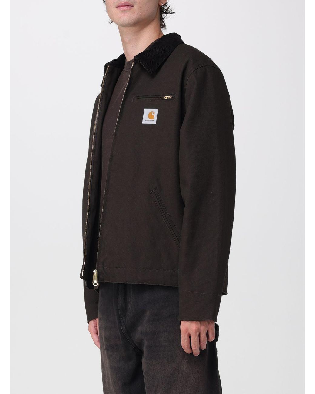 Carhartt Black Detroit Organic Cotton Shirt Jacket With Velvet Collar for men